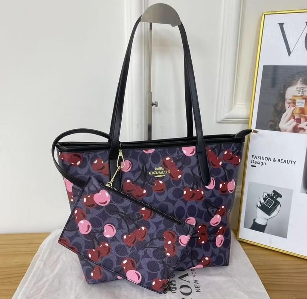 Coach Tote with Matching Mini Pouch