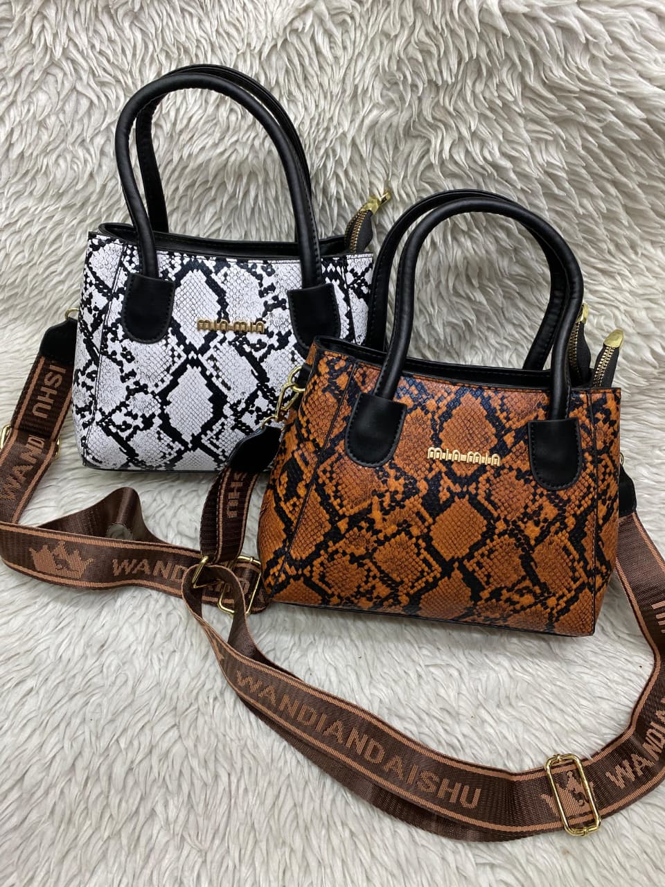 Min Min Croco Double zipper  Sling Bag with Broad Belt